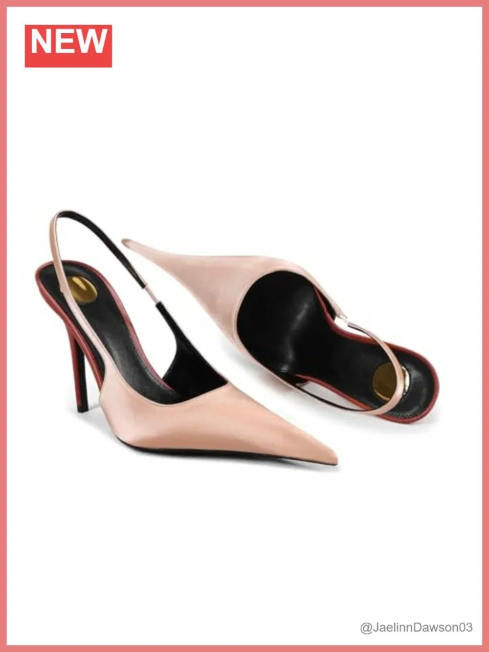Women's Satin Slingback Heels, Closed Toe Two Tone Stiletto Heels, Formal Shoes